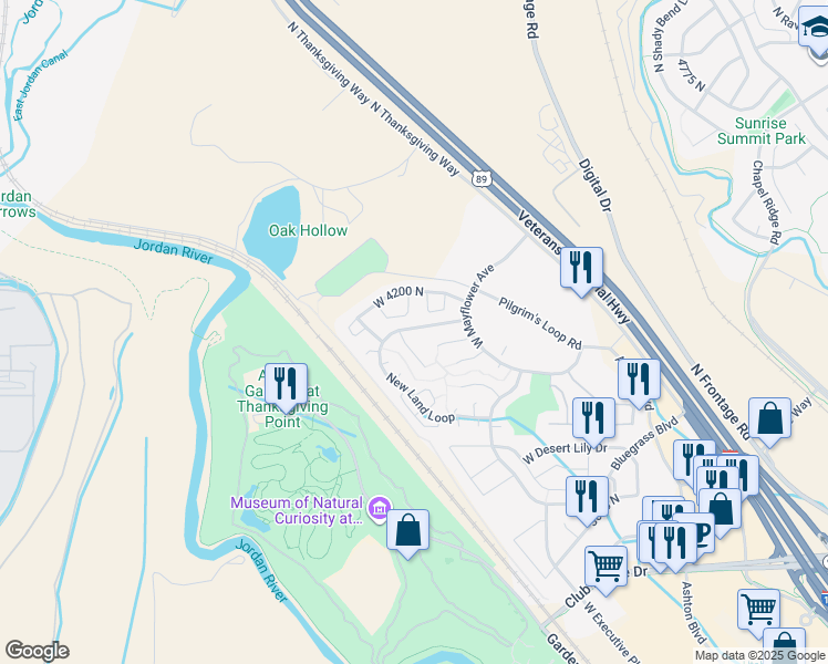 map of restaurants, bars, coffee shops, grocery stores, and more near 3553 New Land Loop in Lehi