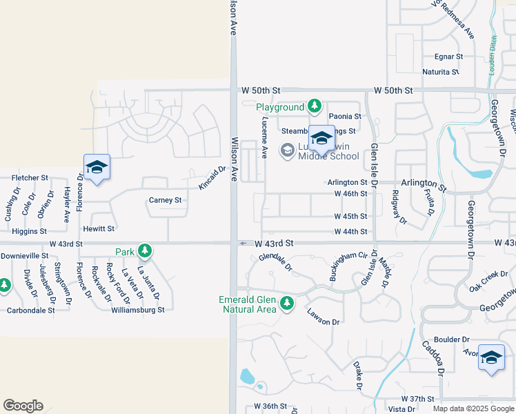map of restaurants, bars, coffee shops, grocery stores, and more near 4573 Lucerne Avenue in Loveland