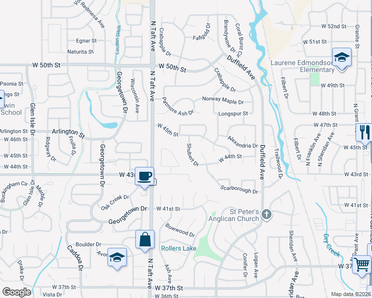map of restaurants, bars, coffee shops, grocery stores, and more near 4482 Shubert Drive in Loveland