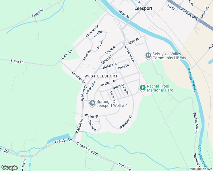 map of restaurants, bars, coffee shops, grocery stores, and more near 404 Degler Avenue in Leesport