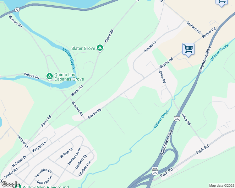 map of restaurants, bars, coffee shops, grocery stores, and more near 376 Snyder Road in Reading