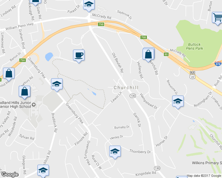 map of restaurants, bars, coffee shops, grocery stores, and more near 130 Fenwick Drive in Pittsburgh