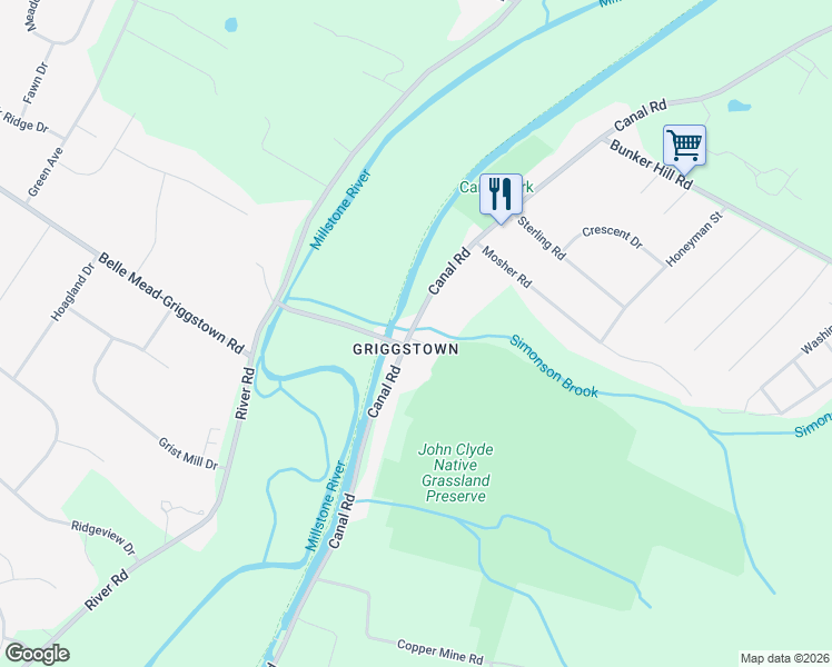 map of restaurants, bars, coffee shops, grocery stores, and more near in Franklin Township