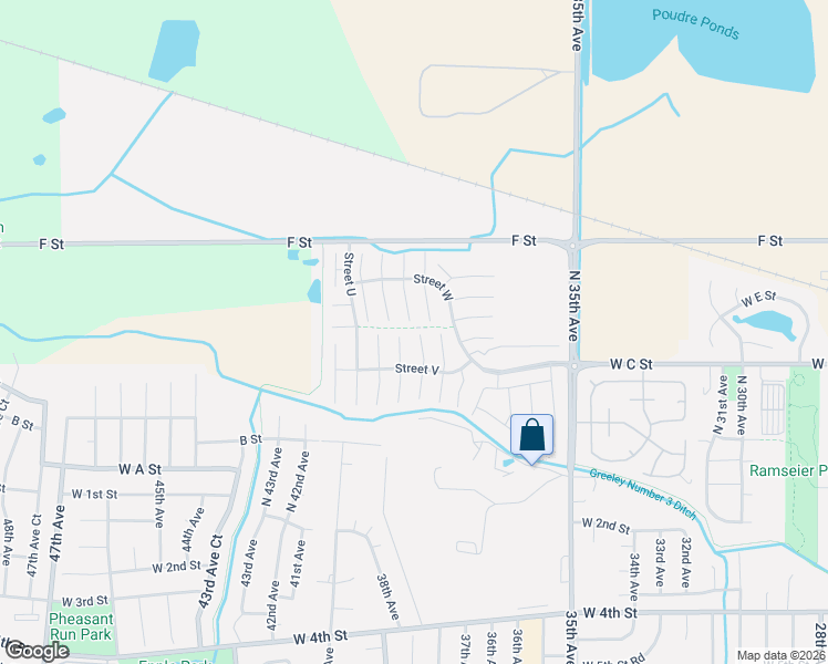 map of restaurants, bars, coffee shops, grocery stores, and more near 435 North 35th Avenue in Greeley