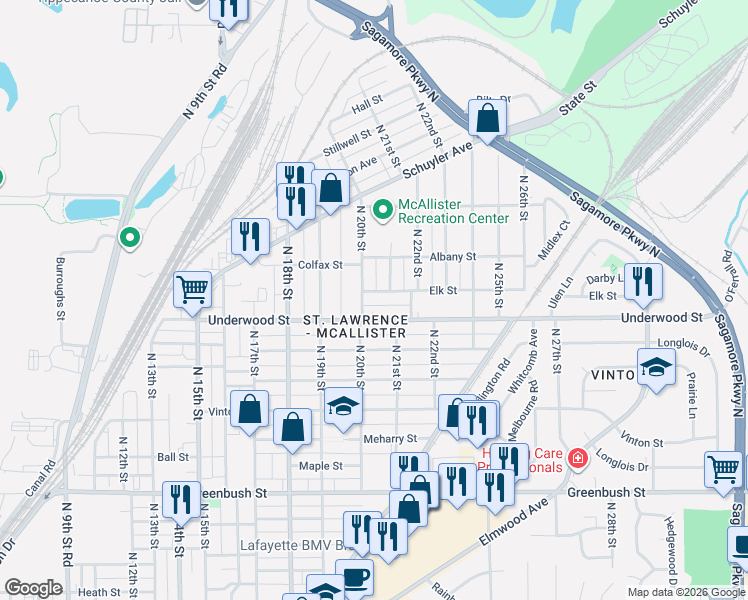 map of restaurants, bars, coffee shops, grocery stores, and more near 2009 Elk Street in Lafayette