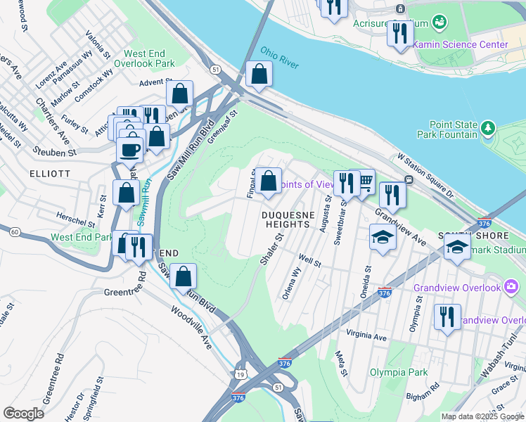 map of restaurants, bars, coffee shops, grocery stores, and more near 311 Republic Street in Pittsburgh