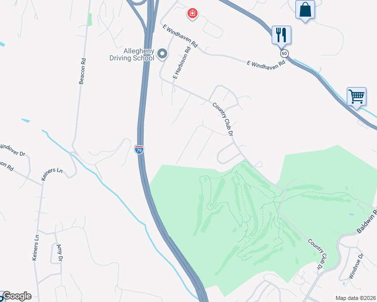 map of restaurants, bars, coffee shops, grocery stores, and more near 221 Foxburg Dr in Pittsburgh