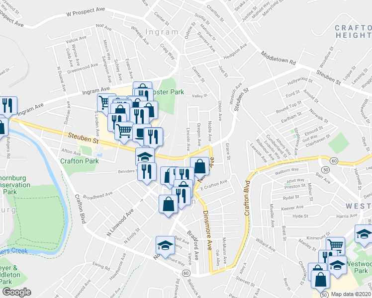 map of restaurants, bars, coffee shops, grocery stores, and more near 11 Lincoln Ave in Pittsburgh