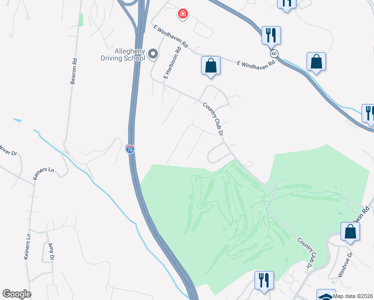 map of restaurants, bars, coffee shops, grocery stores, and more near 221 Foxburg Drive in Pittsburgh
