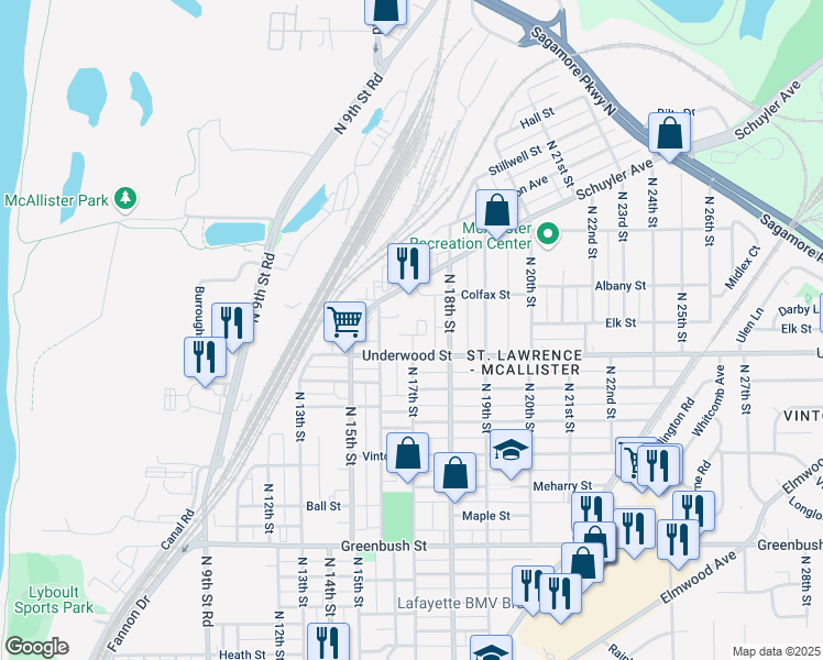 map of restaurants, bars, coffee shops, grocery stores, and more near 2133 Banstead Court in Lafayette