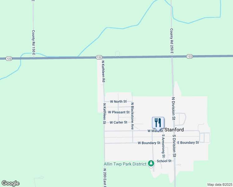 map of restaurants, bars, coffee shops, grocery stores, and more near 404 North Chestnut Street in Stanford