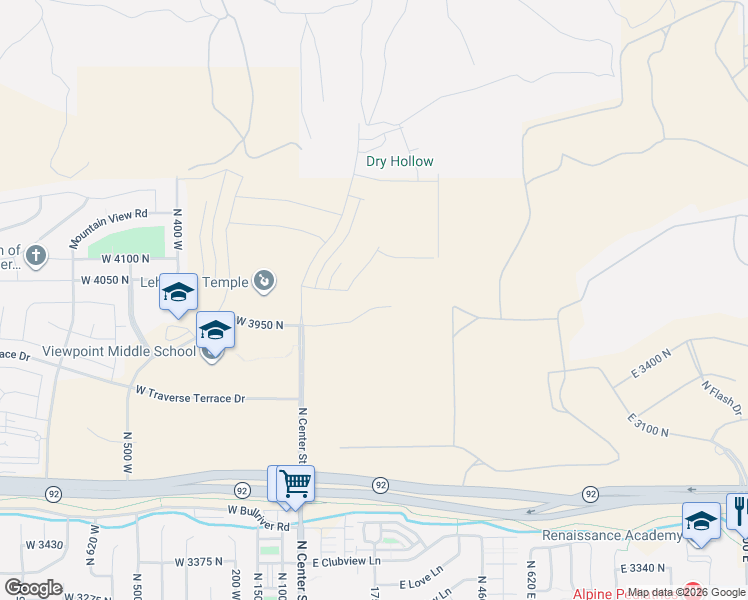 map of restaurants, bars, coffee shops, grocery stores, and more near Moray Place Drive in Lehi