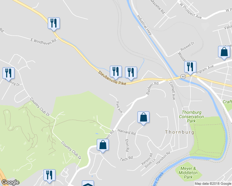 map of restaurants, bars, coffee shops, grocery stores, and more near 26 Park Place in Pittsburgh
