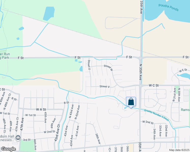 map of restaurants, bars, coffee shops, grocery stores, and more near 435 North 35th Avenue in Greeley