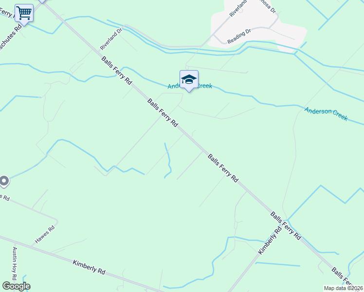 map of restaurants, bars, coffee shops, grocery stores, and more near 5210 Balls Ferry Road in Anderson