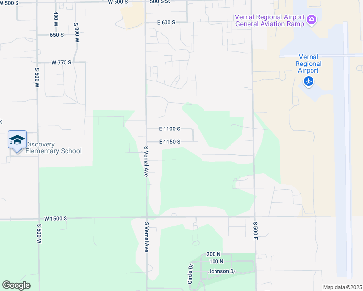 map of restaurants, bars, coffee shops, grocery stores, and more near 156 East 1150 South in Vernal
