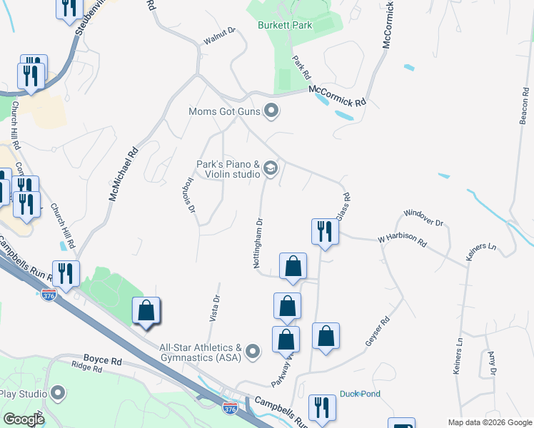 map of restaurants, bars, coffee shops, grocery stores, and more near 5565 Glass Road in Pittsburgh