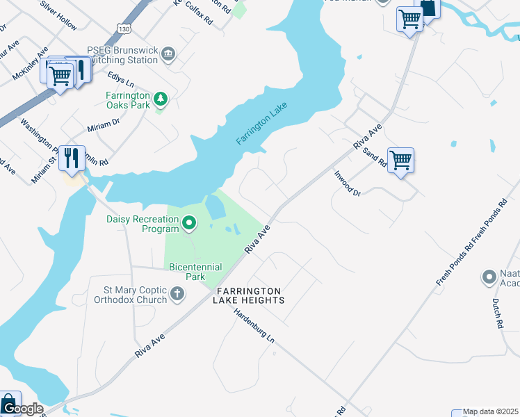 map of restaurants, bars, coffee shops, grocery stores, and more near 49 Louise Drive in Milltown