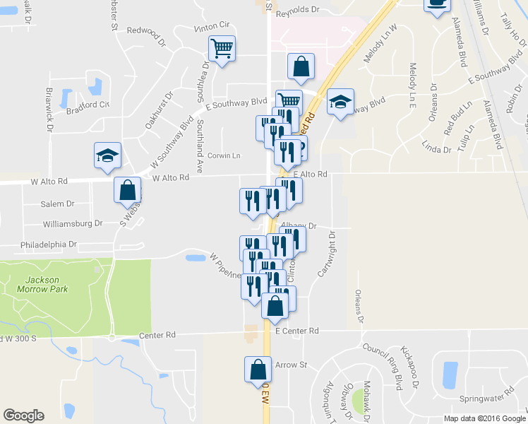 map of restaurants, bars, coffee shops, grocery stores, and more near 4098 South Lafountain Street in Kokomo