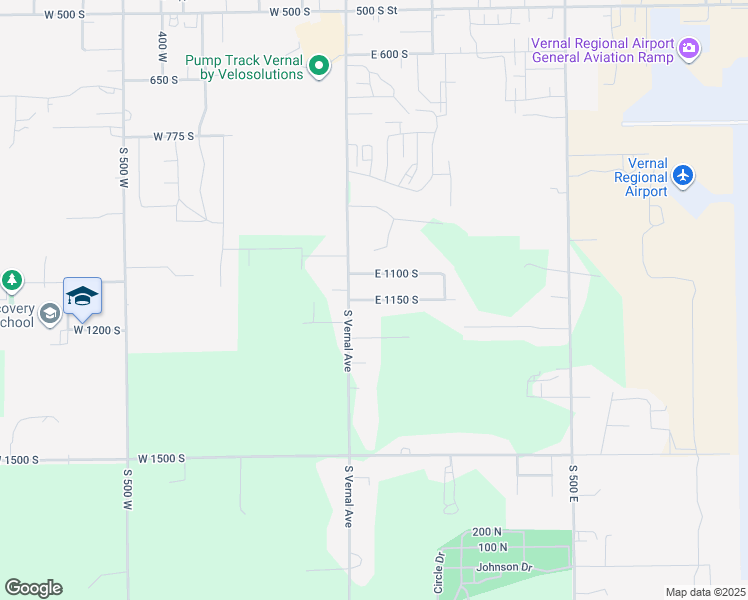 map of restaurants, bars, coffee shops, grocery stores, and more near 56 East 1150 South in Vernal
