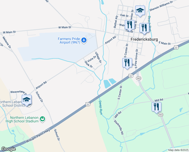 map of restaurants, bars, coffee shops, grocery stores, and more near 5 Elizabeth Run Drive in Fredericksburg