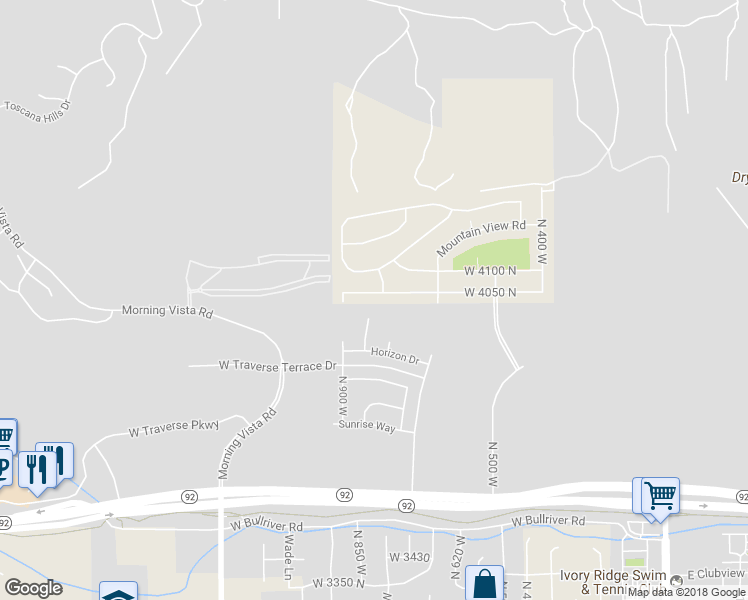 map of restaurants, bars, coffee shops, grocery stores, and more near 827 West 4050 North in Lehi