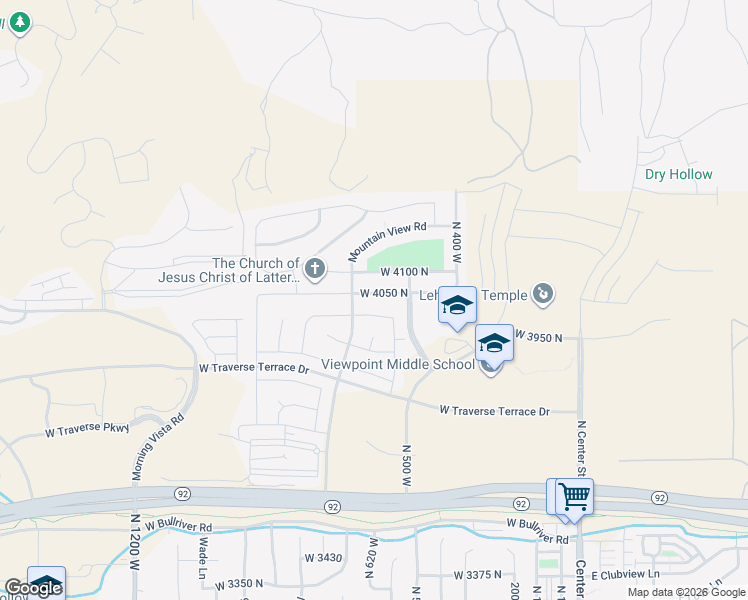 map of restaurants, bars, coffee shops, grocery stores, and more near 617 West 4050 North in Lehi