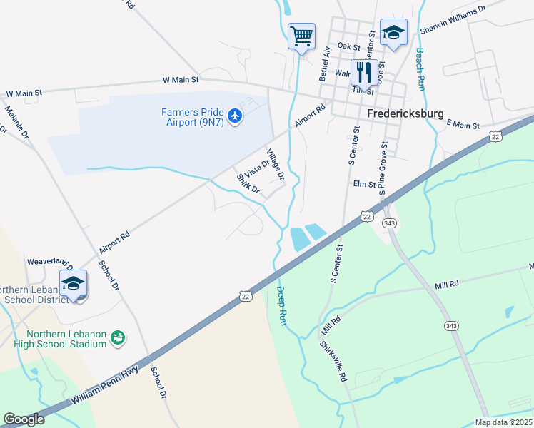 map of restaurants, bars, coffee shops, grocery stores, and more near 5 Elizabeth Run Drive in Fredericksburg