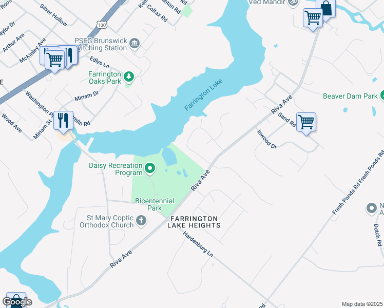 map of restaurants, bars, coffee shops, grocery stores, and more near 43 Louise Drive in Milltown