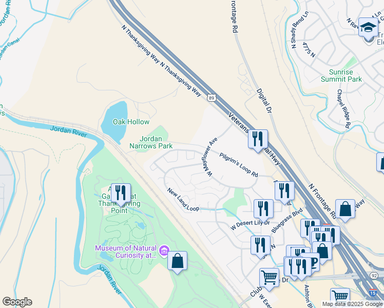 map of restaurants, bars, coffee shops, grocery stores, and more near 3546 New Land Loop in Lehi