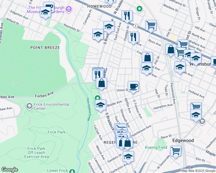 map of restaurants, bars, coffee shops, grocery stores, and more near 700 East End Avenue in Pittsburgh