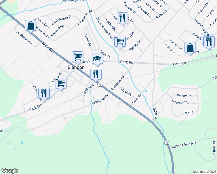 map of restaurants, bars, coffee shops, grocery stores, and more near in Blandon