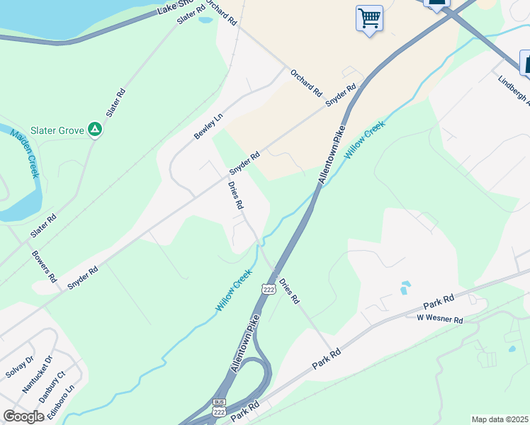 map of restaurants, bars, coffee shops, grocery stores, and more near 8033 Allentown Pike in Reading
