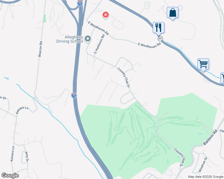 map of restaurants, bars, coffee shops, grocery stores, and more near 311 Blackheath Drive in Pittsburgh