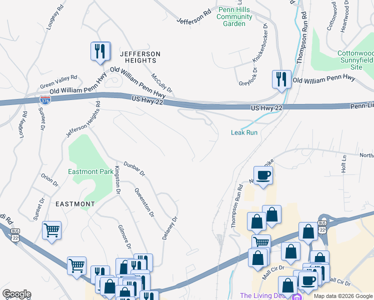 map of restaurants, bars, coffee shops, grocery stores, and more near 300 Princeton Drive in Pittsburgh