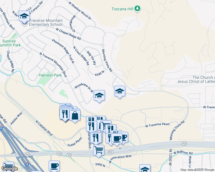 map of restaurants, bars, coffee shops, grocery stores, and more near 4173 North Autumn Wood Circle in Lehi