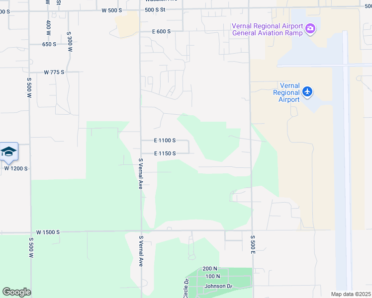 map of restaurants, bars, coffee shops, grocery stores, and more near 187 East 1150 South in Vernal