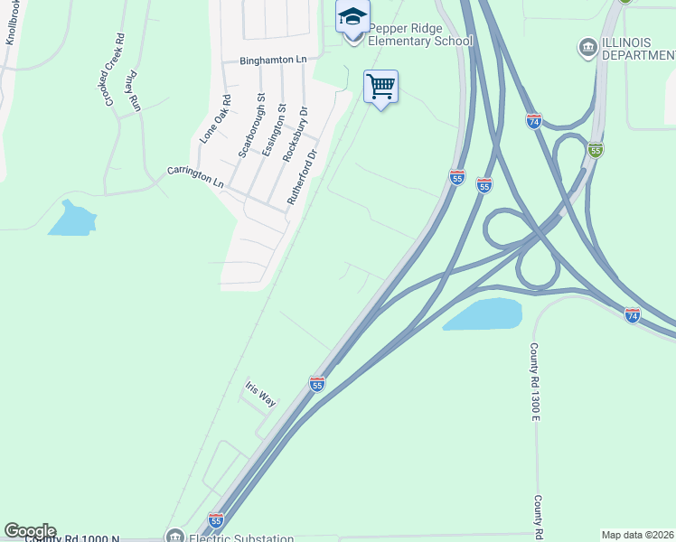 map of restaurants, bars, coffee shops, grocery stores, and more near Ashley Drive in Bloomington