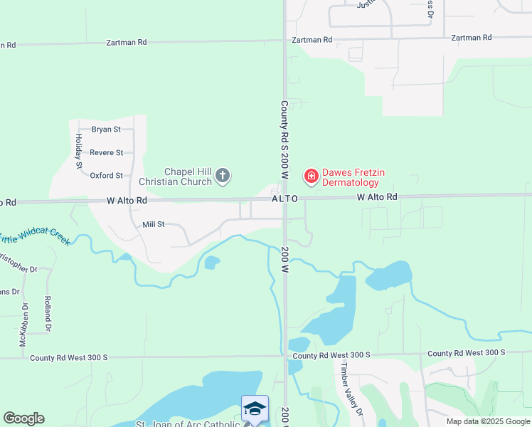 map of restaurants, bars, coffee shops, grocery stores, and more near 2106 County Road W 250 South in Kokomo