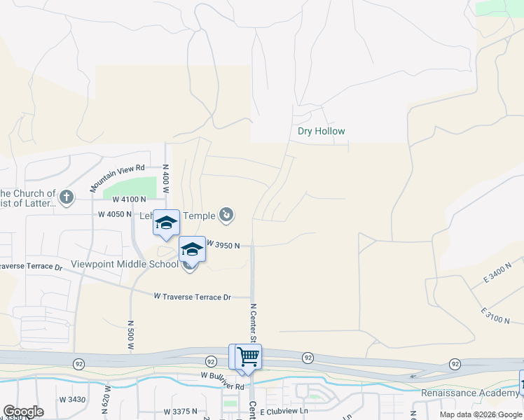 map of restaurants, bars, coffee shops, grocery stores, and more near 4142 Horton Way in Highland
