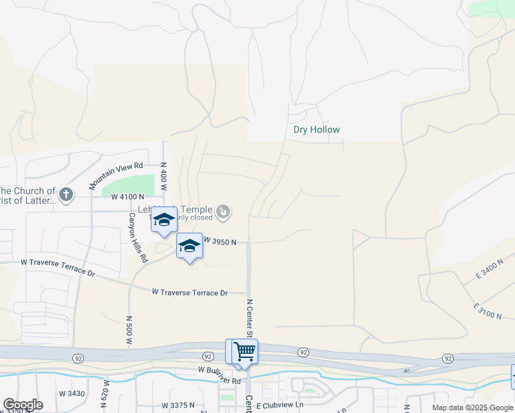 map of restaurants, bars, coffee shops, grocery stores, and more near 4132 Horton Way in Lehi