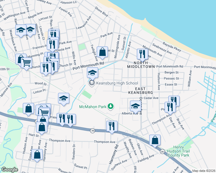 map of restaurants, bars, coffee shops, grocery stores, and more near 159 Morningside Avenue in North Middletown