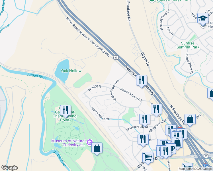 map of restaurants, bars, coffee shops, grocery stores, and more near 3400 West Mayflower Avenue in Lehi