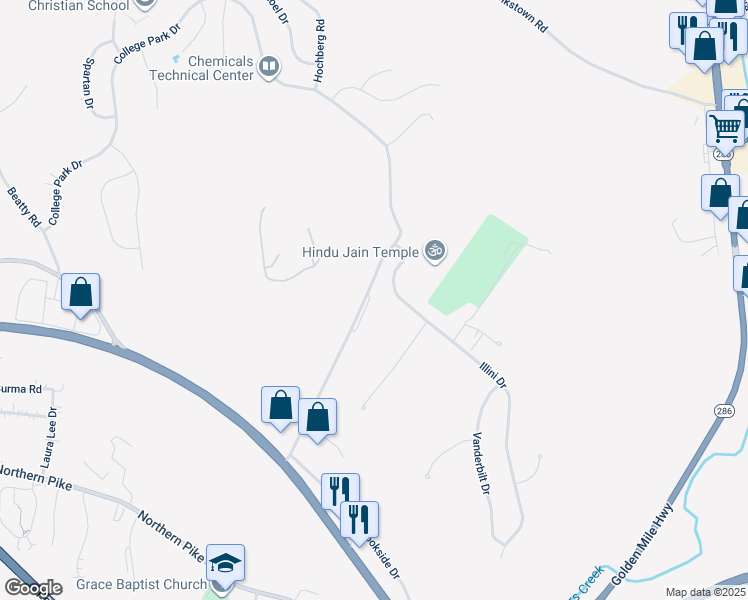 map of restaurants, bars, coffee shops, grocery stores, and more near 606 Illini Drive in Monroeville