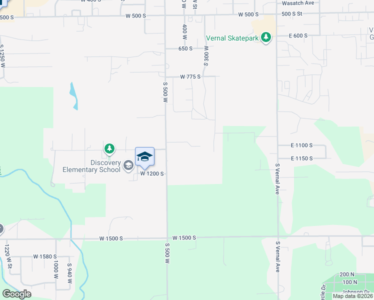 map of restaurants, bars, coffee shops, grocery stores, and more near 393 West 1070 South in Vernal