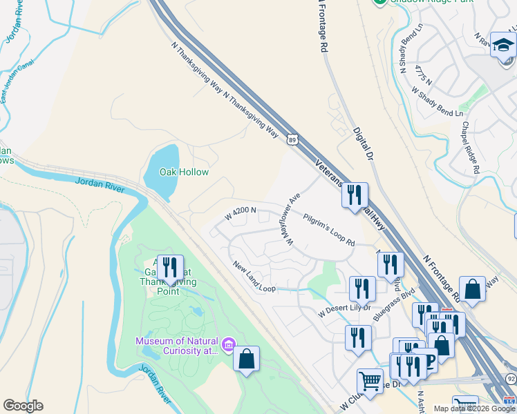map of restaurants, bars, coffee shops, grocery stores, and more near 3528 Plymouth Rock Cove in Lehi