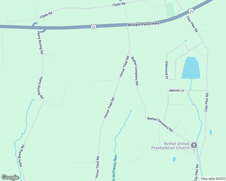 map of restaurants, bars, coffee shops, grocery stores, and more near 320 Horse Thief Road in New Florence