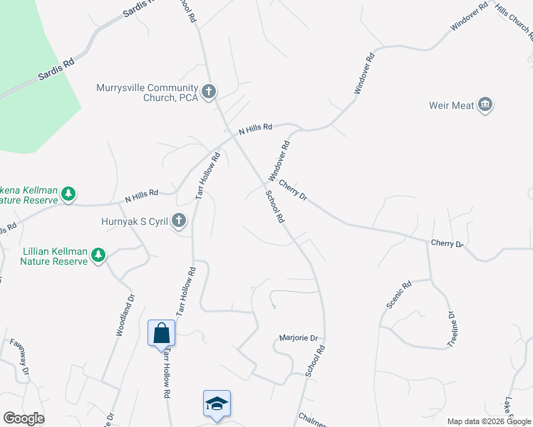 map of restaurants, bars, coffee shops, grocery stores, and more near 3580 West Windover Court in Murrysville