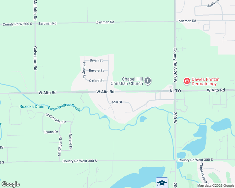 map of restaurants, bars, coffee shops, grocery stores, and more near 2200-2488 County Road W 250 South in Kokomo