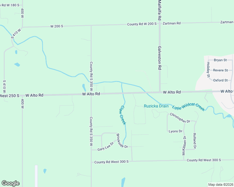 map of restaurants, bars, coffee shops, grocery stores, and more near County Road West 250 South in Kokomo